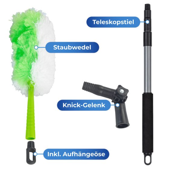 Staubwedel 2in1 mit Teleskopstiel und Knickgelenk, für alle Oberflächen 