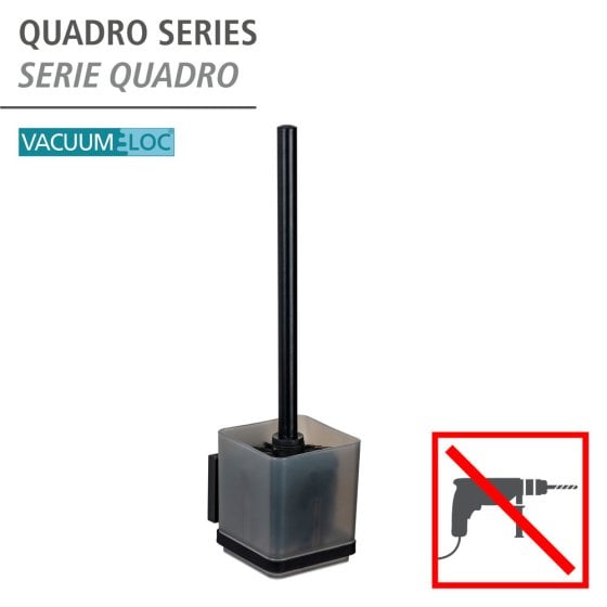 Vacuum-Loc® WC-Garnitur Mod. Quadro Schwarz, Befestigen ohne Bohren 