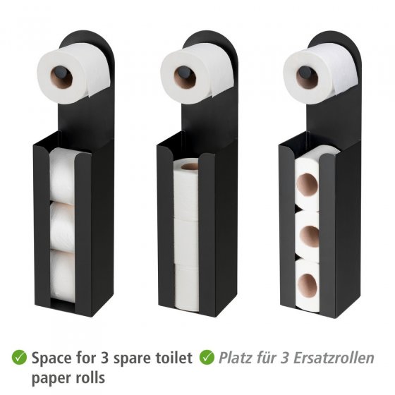 2-in-1 Toilettenpapierhalter Mod. Agira Schwarz, mit Ersatzrollenhalter 