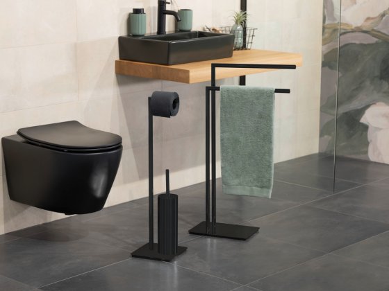 Handtuchständer Mod. Recco Schwarz, aus lackiertem Stahl 