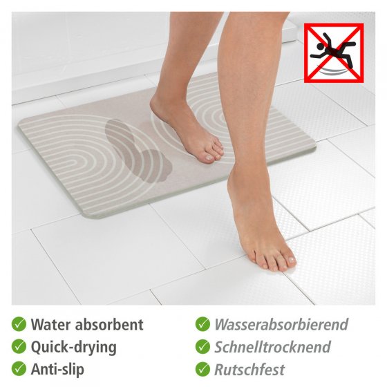 Badematte Mod. Nazca Hellgrau, aus natürlichem Diatomit 