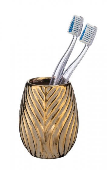 Bad-Accessoire Set Mod. Idro Gold, 2-tlg., Seifenspender und Zahnputzbecher 
