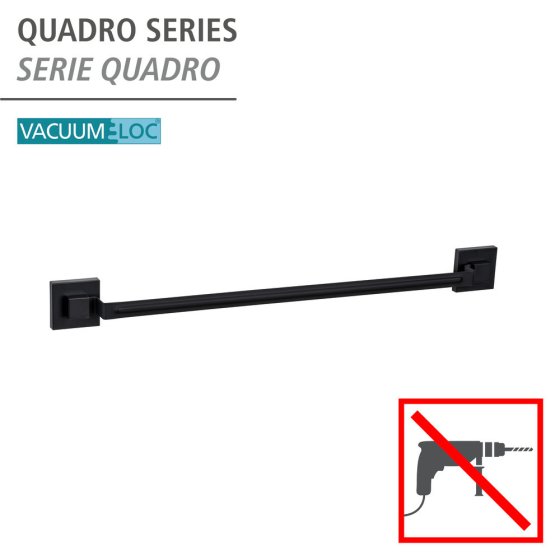 Vacuum-Loc® Badetuchstange Mod. Quadro Schwarz, Befestigen ohne Bohren 