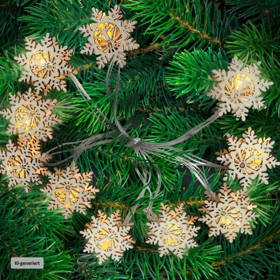 Lichterkette mit 10 LED Schneeflocken 
