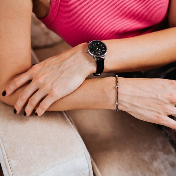 Armband 925/- Sterling Silber rhodiniert  Hämatit grau 19cm 