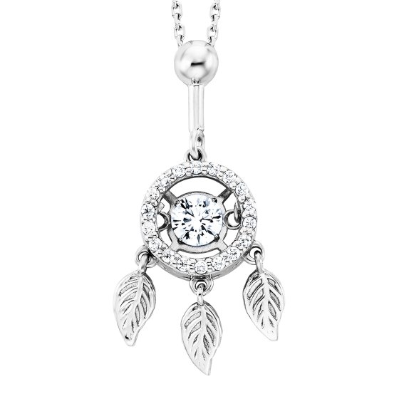 Anhänger mit Kette 925/- Sterling Silber rhodiniert  19 Zirkonia 