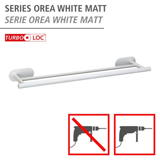 Turbo-Loc® Badetuchstange Duo Mod. Orea White matt, 60 cm, aus rostfreiem Edelstahl 