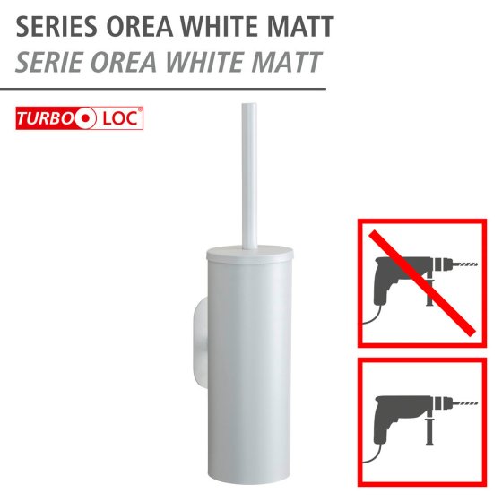 Turbo-Loc® WC-Garnitur Mod. Orea White matt, aus rostfreiem Edelstahl 