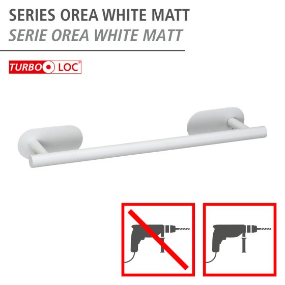 Turbo-Loc® Badetuchstange Uno Mod. Orea White matt, 40 cm, aus rostfreiem Edelstahl 