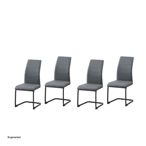 Schwingstuhl SallyP PU Grau Freischwinger Esszimmerstuhl Kunstleder 