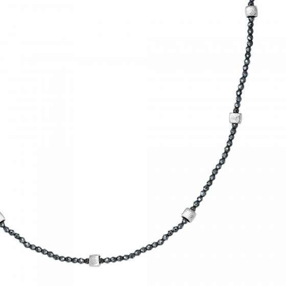 Kette 925/- Sterling Silber rhodiniert  Hämatit grau 43 cm 