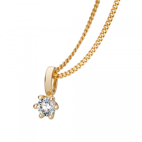 Anhänger mit Kette 585/- Gelbgold Brillant SI Vollschliff  Rund 