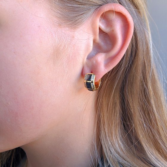 Creolen 925 Sterling Silber  Glänzend  Perlmutt schwarz/grün 