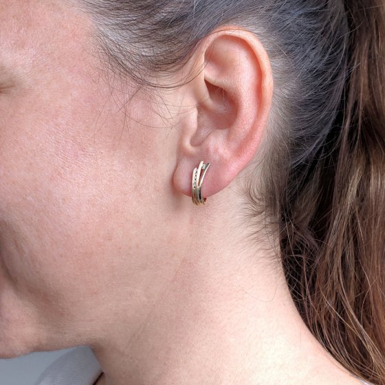 Creolen 585 Gelbgold  Glänzend  12 Brillanten weiß 