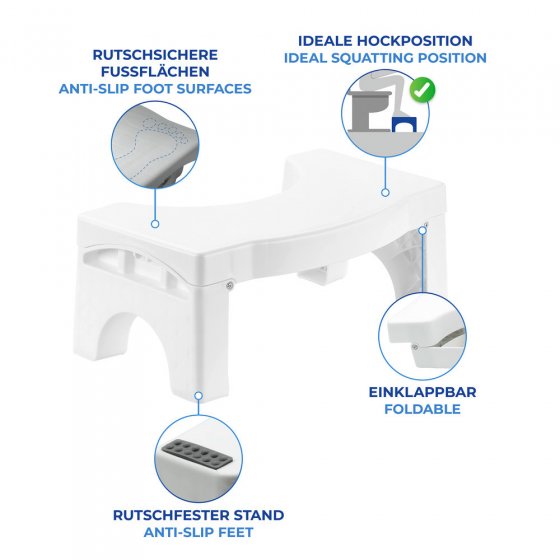 Faltbarer Toiletten-Fußhocker, belastbar bis 100 kg 