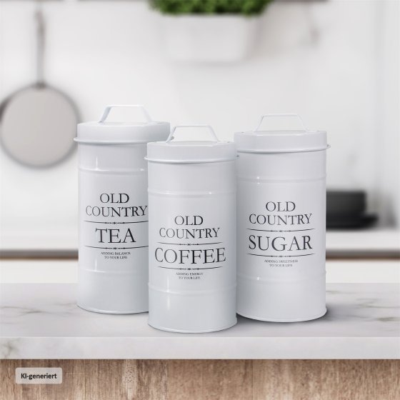 Kaffee-, Tee- und Zuckervorratsdose 3er Set Retro 