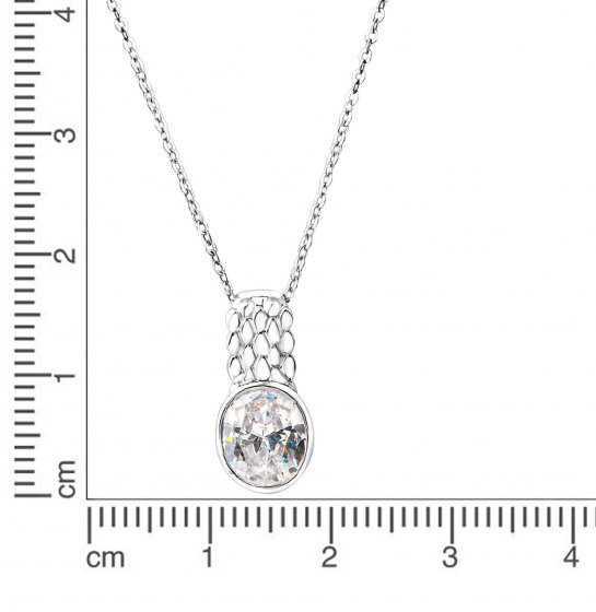 Anhänger mit Kette 925/- Sterling Silber rhodiniert Zirkonia 