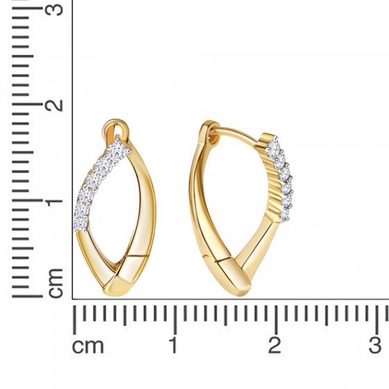 Creolen 375/- Gelbgold bicolor Zirkonia 
