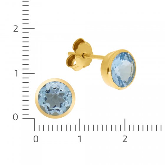 Ohrringe Gold 585 mit echtem Blautopas (beh.) 7mm 