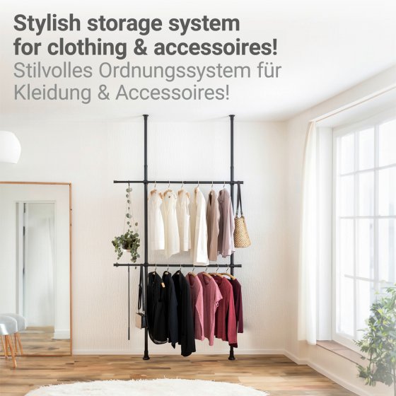 Teleskop-Garderobensystem Mod. Herkules Basic Schwarz, aus pulverbeschichtetem Stahl