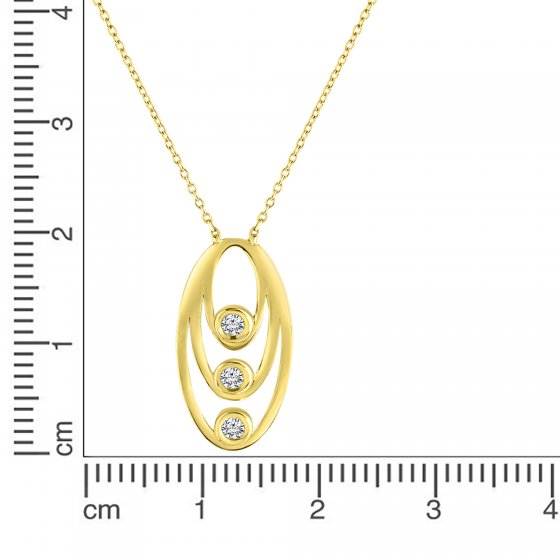Halskette Gold 375 mit weißen Zirkonia-Steinen 45/42cm lang 