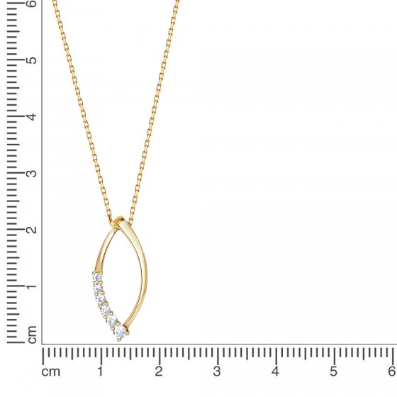 Anhänger mit Kette 375/- Gelbgold bicolor Zirkonia 