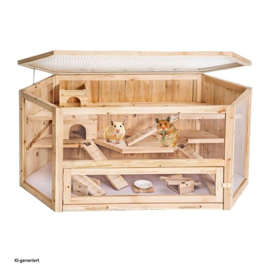 Hamsterkäfig aus Holz und Plexiglas Natur Pur für Ihren kleinen Nager 