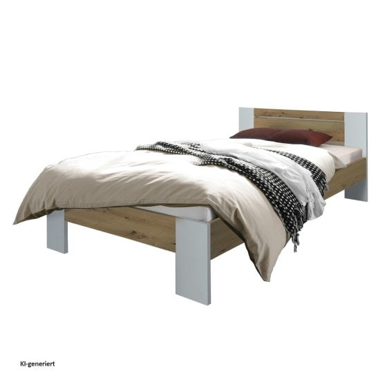 Futonbett 140 x 200 cm Weiß/Artisaneiche 