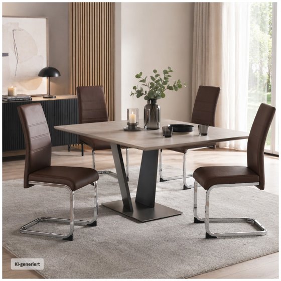 Esszimmerstuhl SallyC Kunstleder 4er-Set Braun 