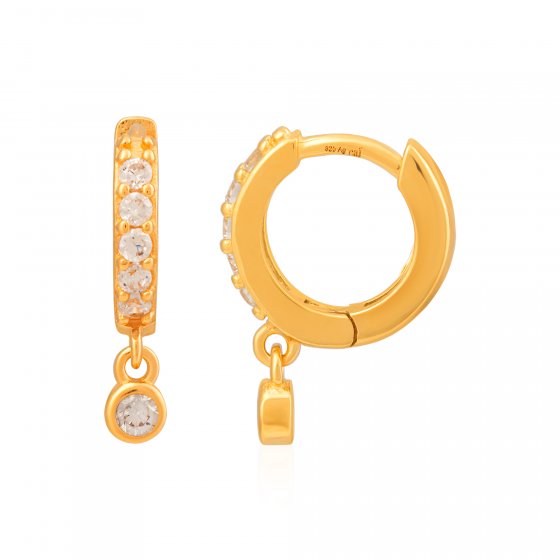 Creole 925 Sterling Silber vergoldet mit Zirkonia Anhänger 