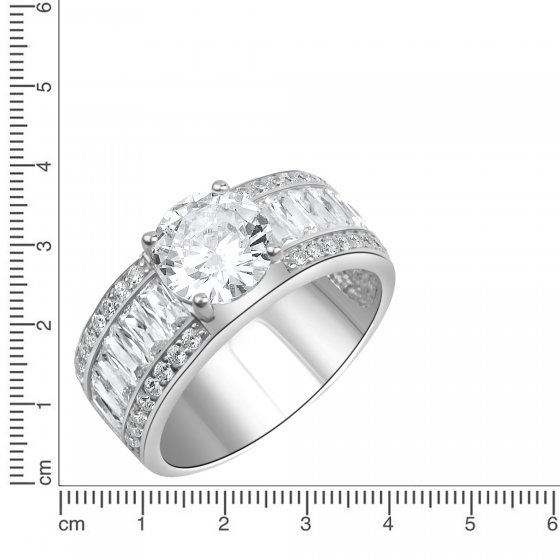 Ring 925/- Sterling Silber rhodiniert Zirkonia 