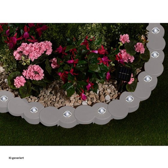 Beeteinfassung Länge 380 cm grau mit Solar-Lichterkette 