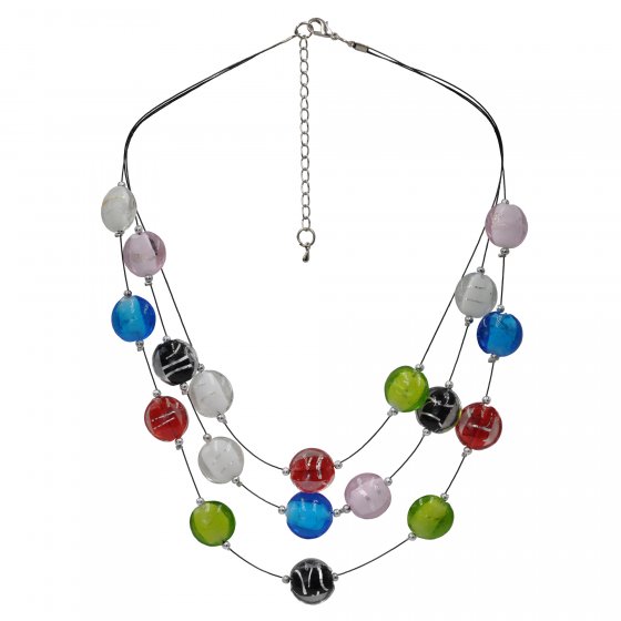 Schmuckset Set aus Collier und Armband mit bunten Glassteinen 