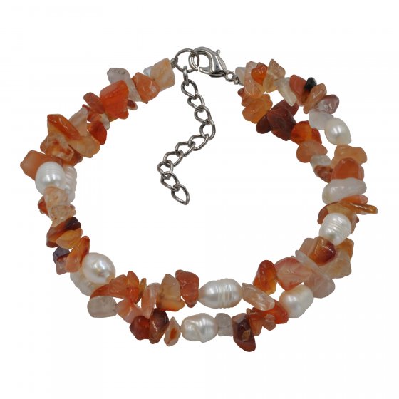 Schmuckset Set aus Collier und Armband 2 -reihig Achatsplitter 