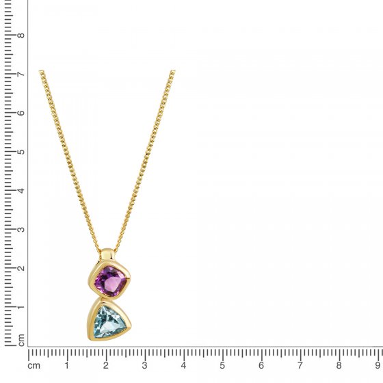 Halskette Gold 375 mit Blautopas (beh.) + Amethyst 