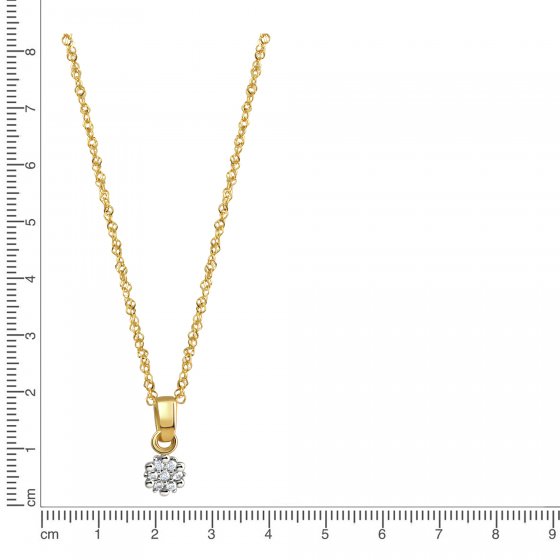Halskette 375 Gelbgold mit Zirkonia weiß 45cm lang 