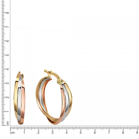 Ohrringe Gold 333 dreifarbig 20mm Durchmesser 