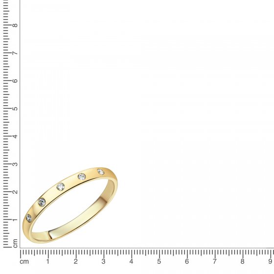 Ring 375 Gold mit 5x Zirkonia weiß 