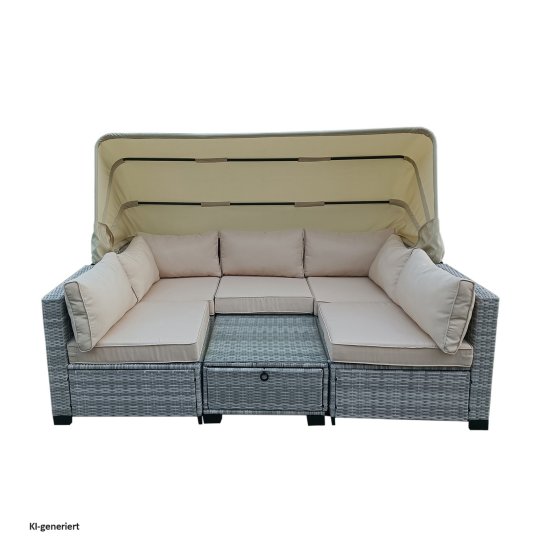 Loungemöbel Grau/Beige 6-teiliges Set 