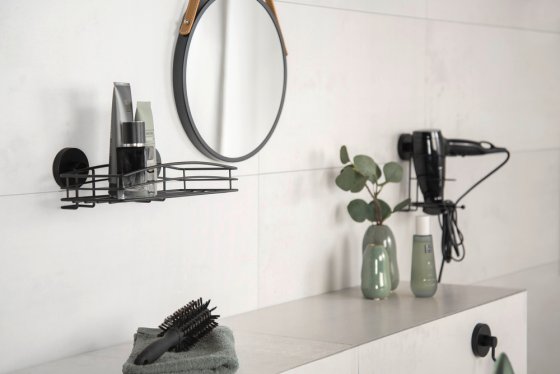 Vacuum-Loc® Haartrocknerhalter Mod. Milazzo Schwarz, Befestigen ohne bohren 