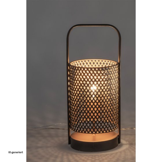 Lampe Rund Metalllampe in Goldschwarz 