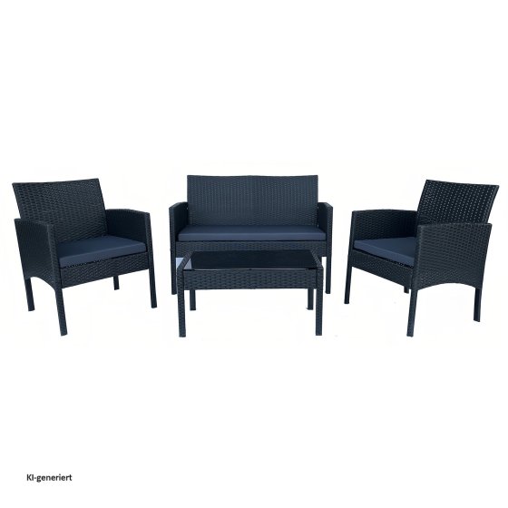4-teiliges Polyrattan Lounge-Set mit Tisch Gartenmöbel Set Zita 
