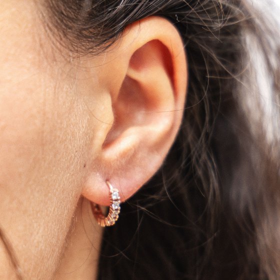 Creolen 925/- Sterling Silber rosévergoldet Halbkranz 