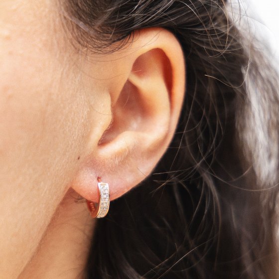 Creolen 925/- Sterling Silber rosévergoldet Pave 