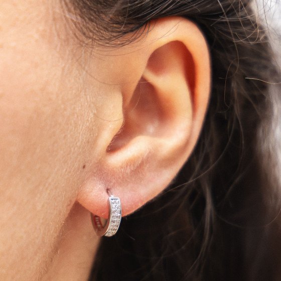 Creolen 925/- Sterling Silber Pave 