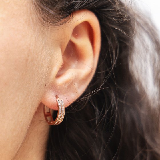 Creolen 925/- Sterling Silber rosévergoldet Pave 