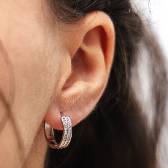 Creolen 925/- Sterling Silber Pave 