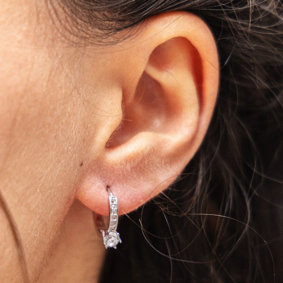 Creolen Creolen Solitär 925/- Sterling Silber 