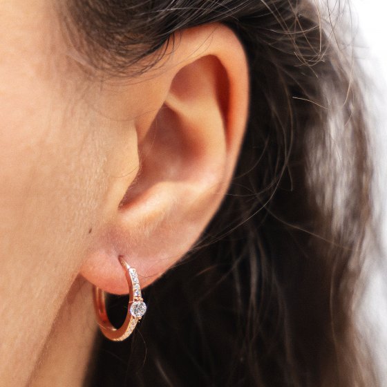 Creolen Creolen Solitär 925/- Sterling Silber rosévergoldet 