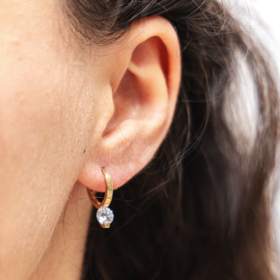 Creolen Creolen Solitär 925/- Sterling Silber 